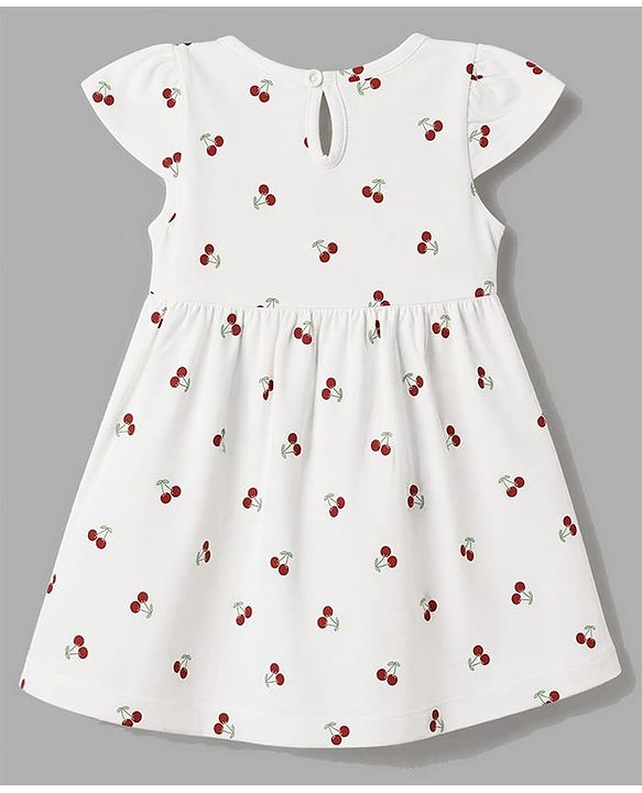 Babyhug Single Jersey Knit Half Sleeves Floral & Polka Dots Printed Frocks With Bow Applique Pack Of 2 - Red & White