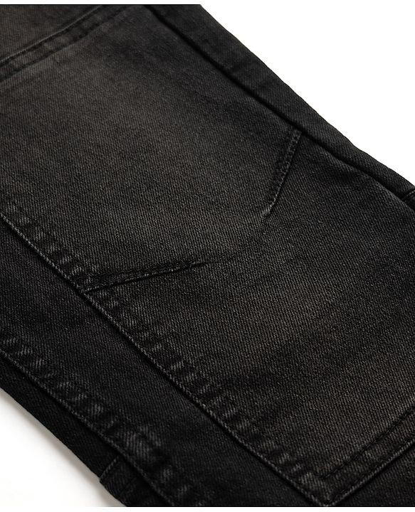 Pine Kids Cotton Mixes Denim Woven Jeans with Knee Patch in Black