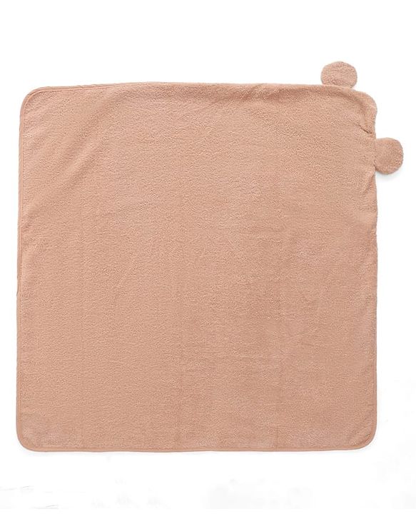 Babyhug Cotton Knit Microfiber Hooded Towel With Money Applique L 72 x B 71 cm - Brown