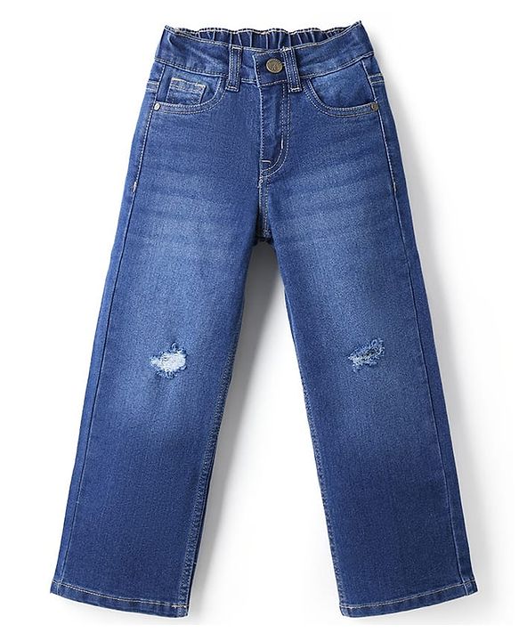 Pine Kids Denim Full Length Distressed & Washed Jeans - Blue