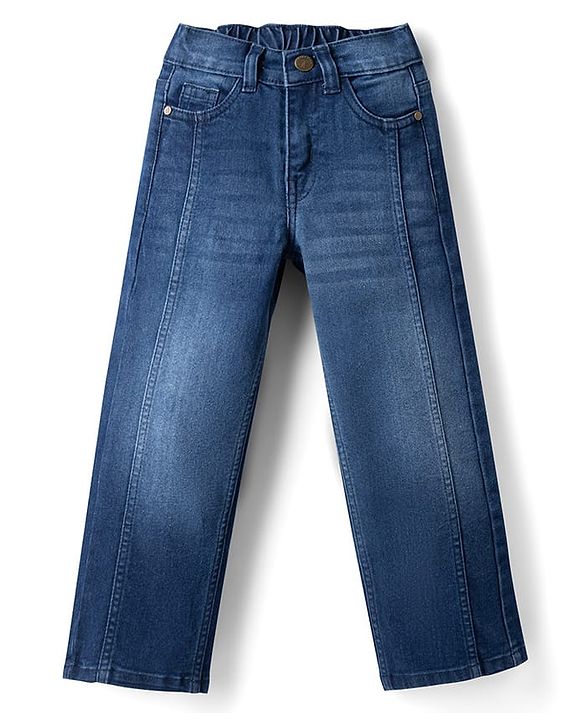 Pine Kids Denim Woven Full Length Washed Jeans - Blue