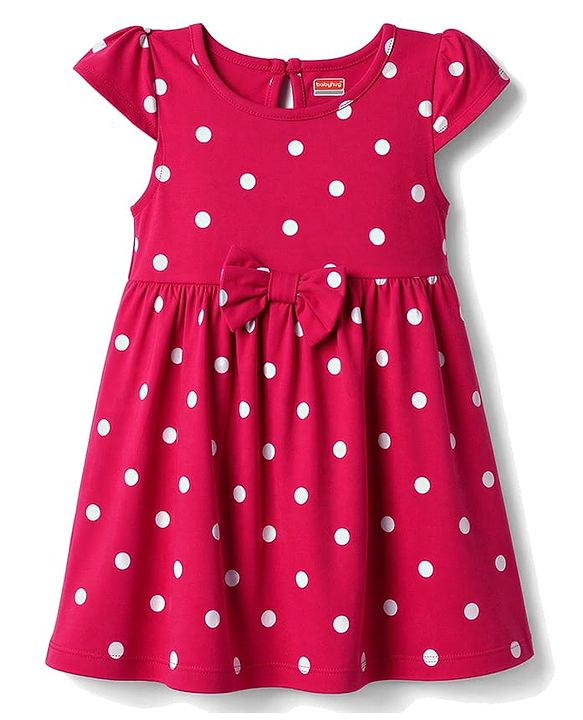 Babyhug Cotton Knit Half Sleeves Frocks with Bunny & Polka Dots Print Pack of 2 - Red & Lilac