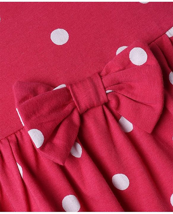 Babyhug Cotton Knit Half Sleeves Frocks with Bunny & Polka Dots Print Pack of 2 - Red & Lilac