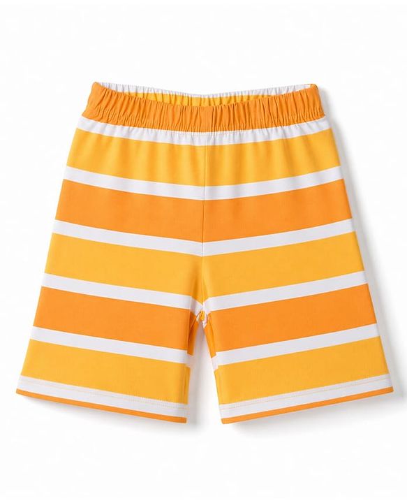 Babyhug 100% Cotton Knit Half Sleeves T-Shirt & Striped Shorts Night Suit with Crocodile & Cub Print - Yellow