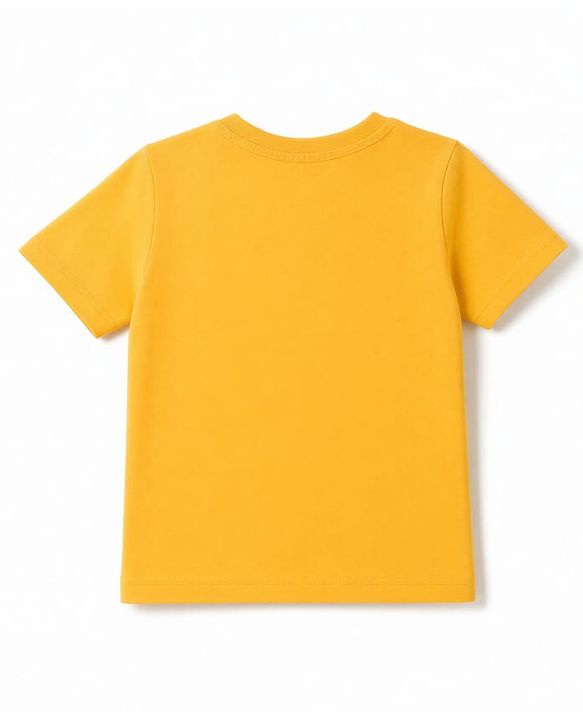 Babyhug 100% Cotton Knit Half Sleeves T-Shirt & Striped Shorts Night Suit with Crocodile & Cub Print - Yellow