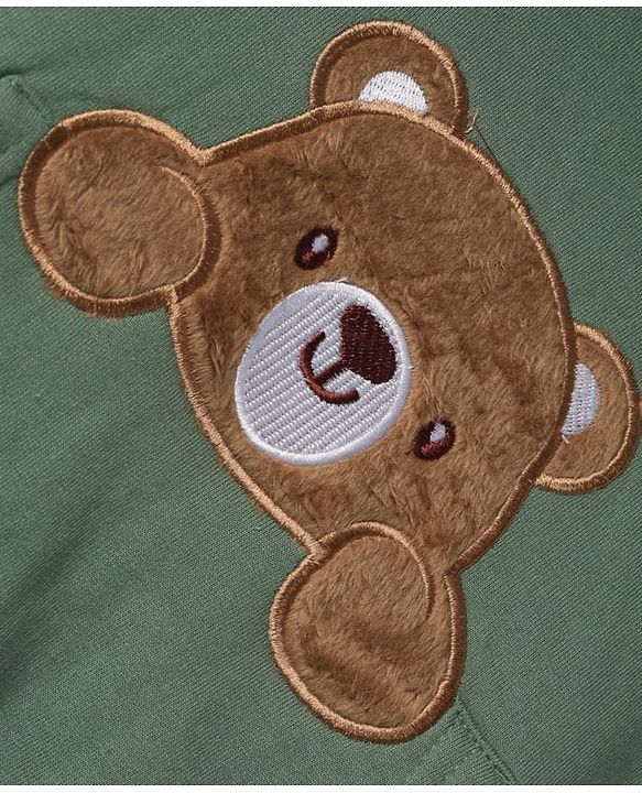 Babyhug Fleece Knit Sweatshirt with Full Sleeves and Bear Patch - Green