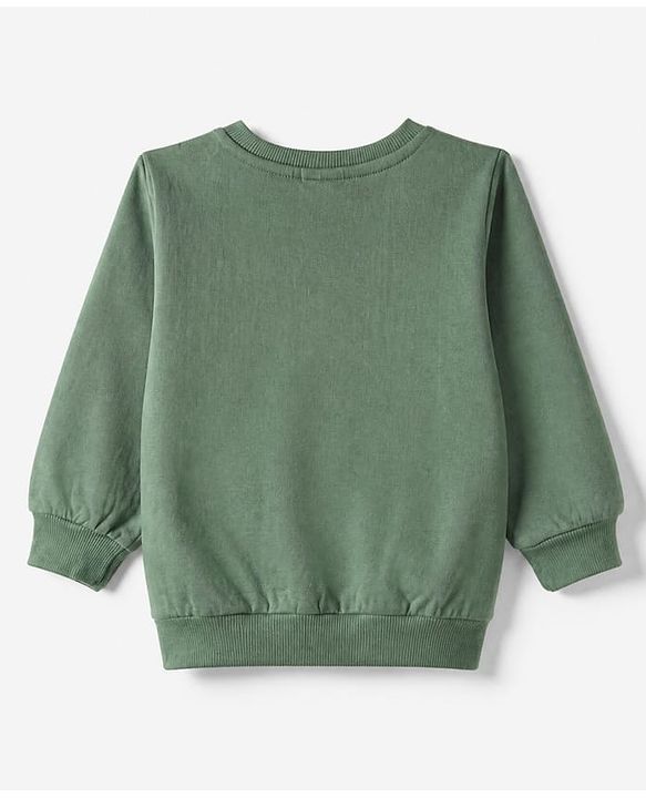 Babyhug Fleece Knit Sweatshirt with Full Sleeves and Bear Patch - Green