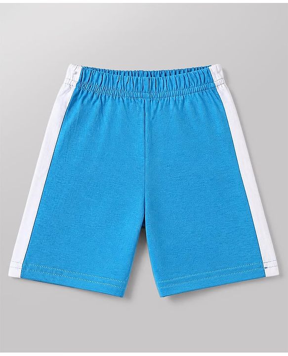 Babyhug Cotton Knit Half Sleeves Short Set With Varsity Print - Blue