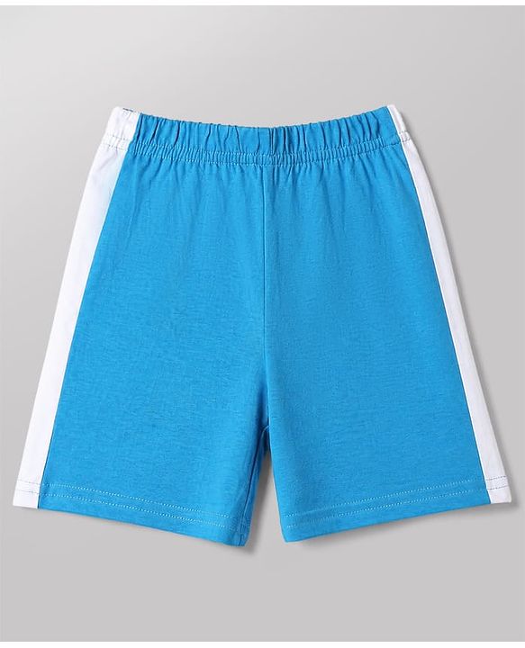 Babyhug Cotton Knit Half Sleeves Short Set With Varsity Print - Blue