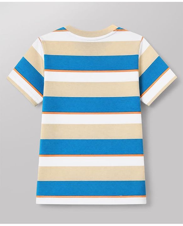 Babyhug Cotton Knit Half Sleeves Short Set With Varsity Print - Blue