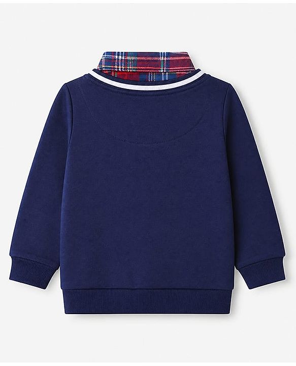 Babyhug 100% Cotton Terry Knit Full Sleeves Heavy Gauge Sweatshirt With Santa Claus Applique - Blue