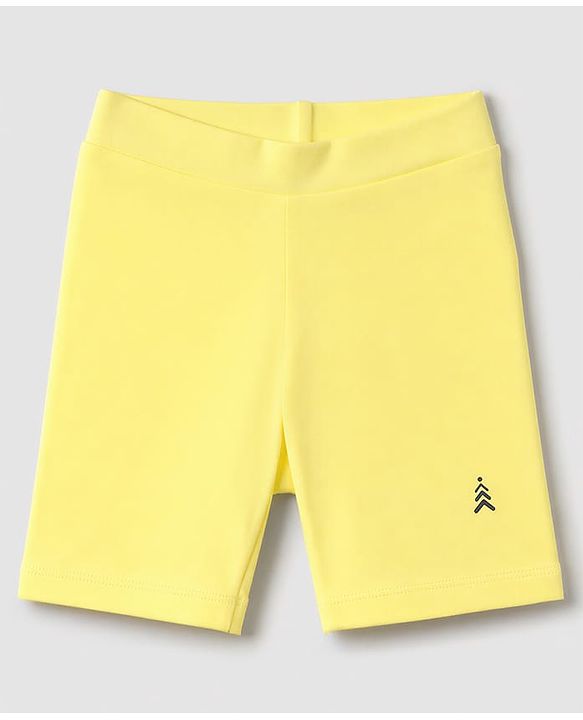 Pine Kids Cotton Lycra Knit Above Knee Length Cycling Shorts Pack of 3 - Blue, Light Blue & Yellow