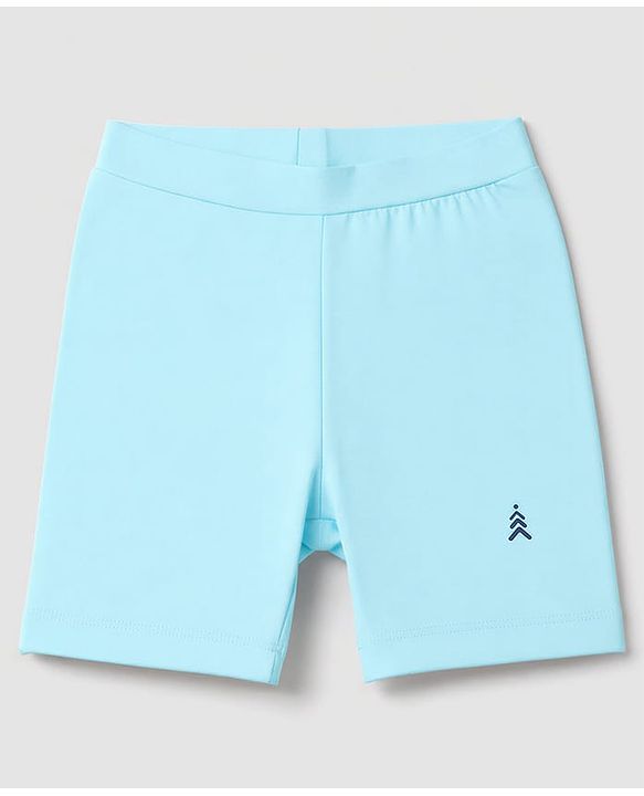 Pine Kids Cotton Lycra Knit Above Knee Length Cycling Shorts Pack of 3 - Blue, Light Blue & Yellow