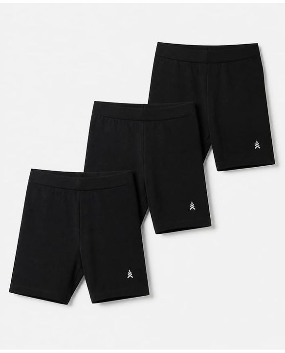 Pine Kids Cotton Lycra Knit Above Knee Length Cycling Shorts Pack of 3 - Black
