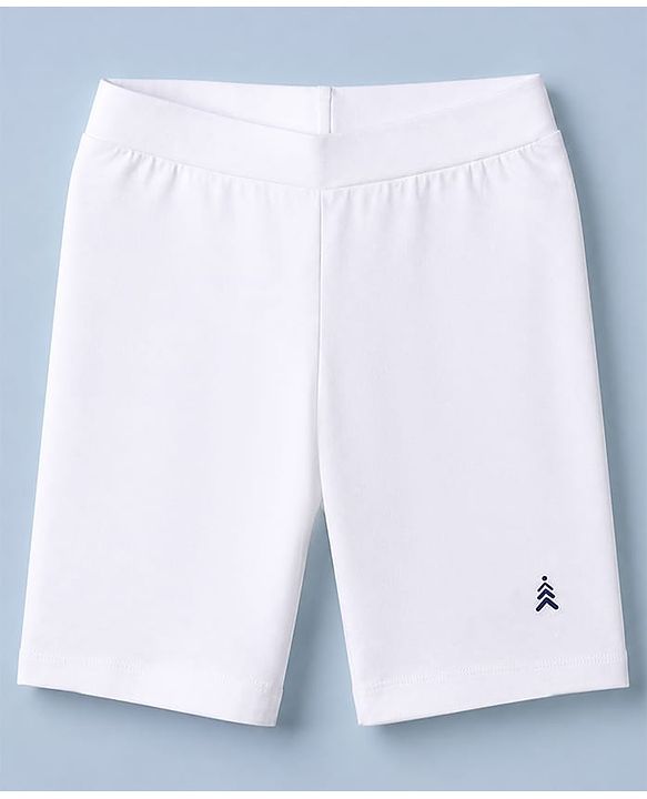 Pine Kids Cotton Lycra Knit Solid Cycling Shorts Pack of 3 - White