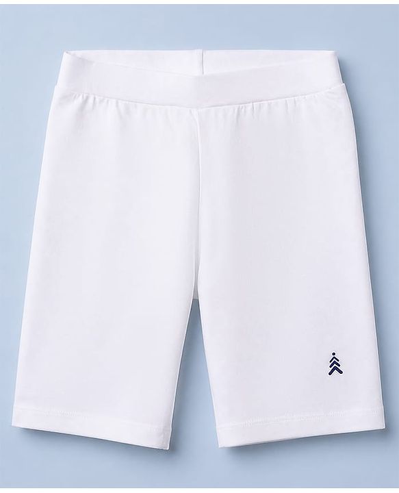 Pine Kids Cotton Lycra Knit Solid Cycling Shorts Pack of 3 - White