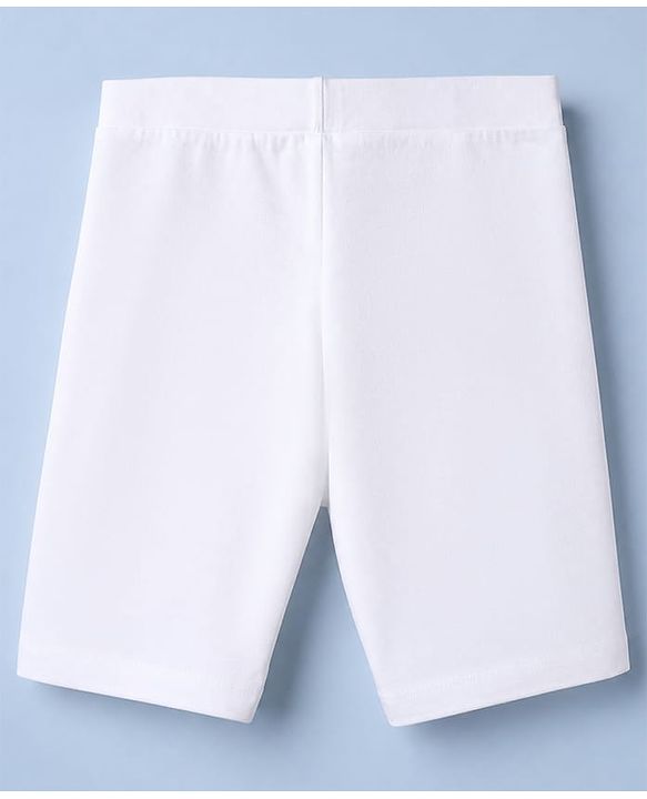 Pine Kids Cotton Lycra Knit Solid Cycling Shorts Pack of 3 - White