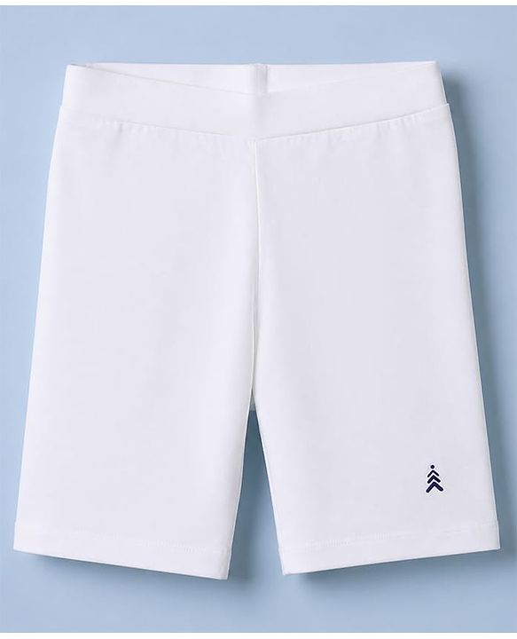 Pine Kids Cotton Lycra Knit Solid Cycling Shorts Pack of 3 - White