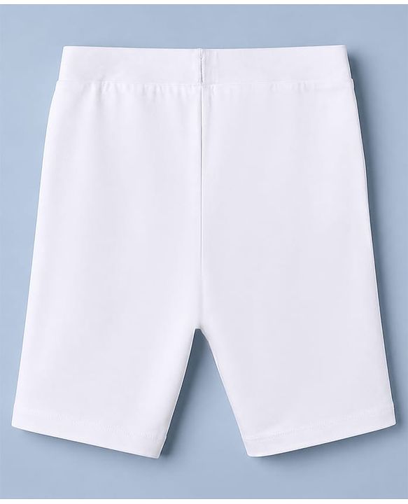 Pine Kids Cotton Lycra Knit Solid Cycling Shorts Pack of 3 - White