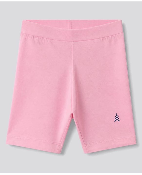Pine Kids Cotton Blend Knit Solid Cycling Shorts with Chevron Embroidery Pack of 3 - Red White & Pink