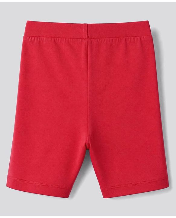 Pine Kids Cotton Blend Knit Solid Cycling Shorts with Chevron Embroidery Pack of 3 - Red White & Pink