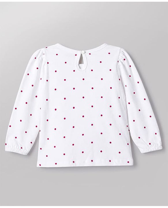 Babyhug 100% Cotton Knit Full Sleeves T-Shirts with Floral & Polka Dots Print Pack of 3 - White Pink & Purple