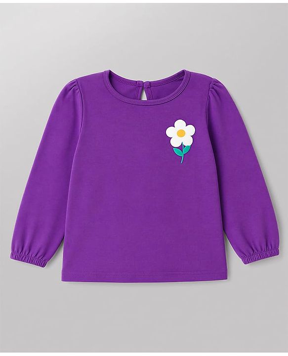 Babyhug 100% Cotton Knit Full Sleeves T-Shirts with Floral & Polka Dots Print Pack of 3 - White Pink & Purple