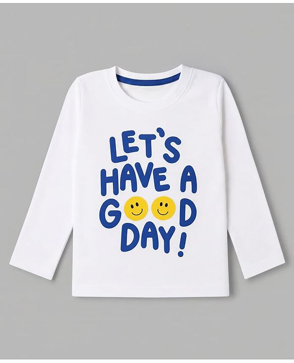 Babyhug 100% Cotton Knit Full Sleeves T-Shirts with Striped & Text Print Pack of 3 - White Blue & Red