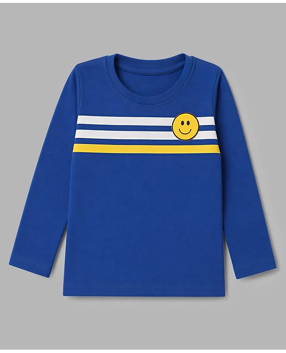 Babyhug 100% Cotton Knit Full Sleeves T-Shirts with Striped & Text Print Pack of 3 - White Blue & Red