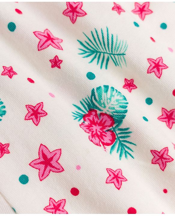 Pine Kids Cotton Elastane Knit Floral Printed Bloomers Pack of 3 - Pink Green  & White