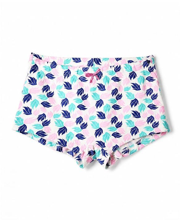 Pine Kids Cotton Elastane Knit Leaves Printed Bloomers Pack Of 3 - Pink Blue & White
