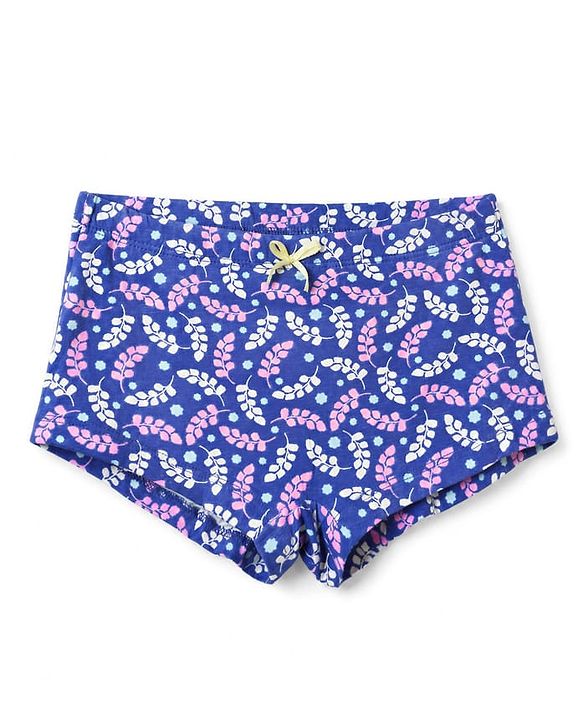 Pine Kids Cotton Elastane Knit Leaves Printed Bloomers Pack Of 3 - Pink Blue & White