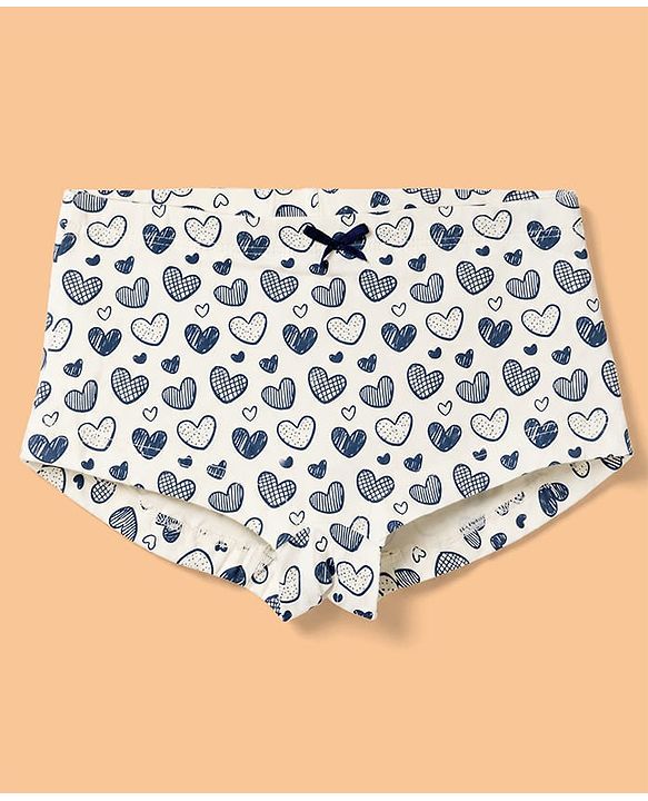 Pine Kids Cotton Elastane Knit Hearts Printed Panties Pack of 3 - Light Blue