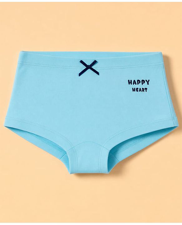 Pine Kids Cotton Elastane Knit Hearts Printed Panties Pack of 3 - Light Blue