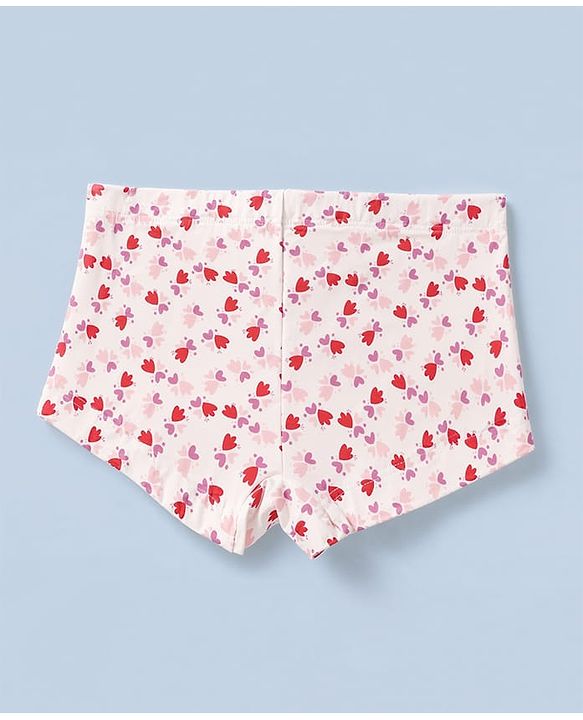 Pine Kids Cotton Elastane Knit Solid Bloomers With Floral Print Pack of 3 - Pink White