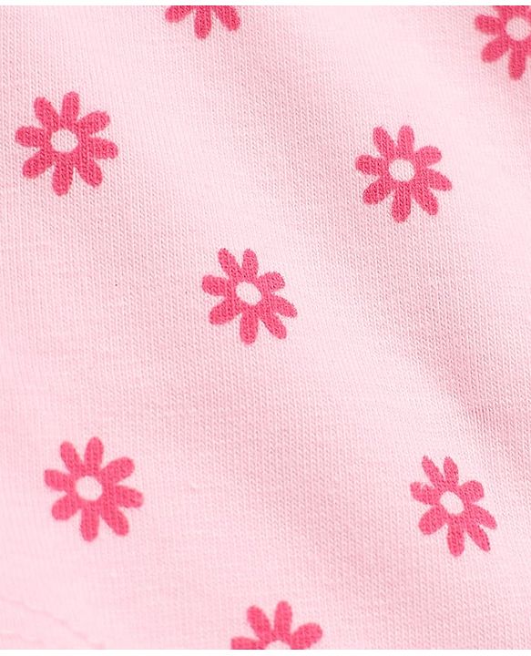 Pine Kids Cotton Elastane Knit Solid Bloomers With Floral Print Pack of 3 - Pink White