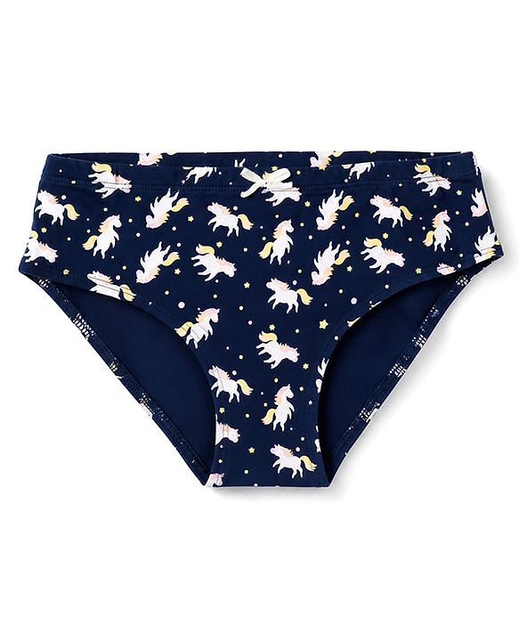 Pine Kids Cotton Elastane Knit Unicorn Printed Panties Pack Of 3 - Navy & Light Blue
