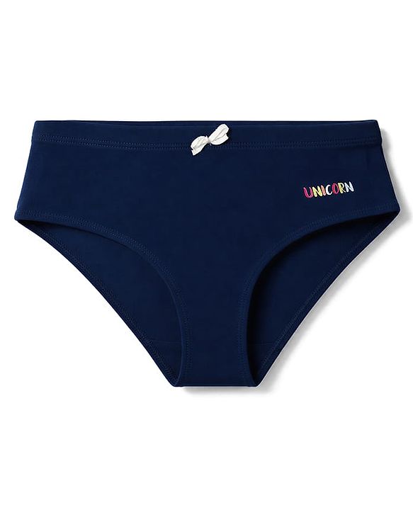Pine Kids Cotton Elastane Knit Unicorn Printed Panties Pack Of 3 - Navy & Light Blue