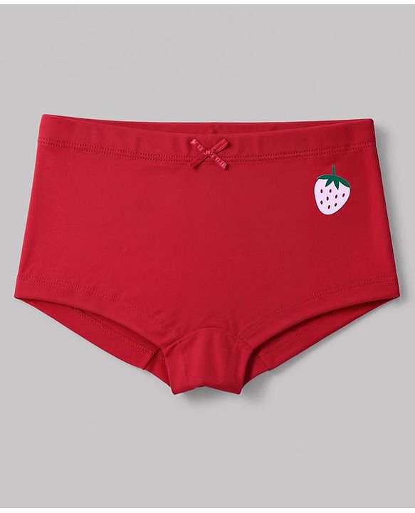 Pine Kids Cotton Elastane Knit Panties With Strawberry Print Pack of 3 - Red Pink White