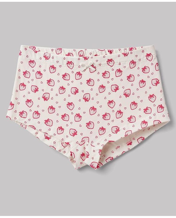 Pine Kids Cotton Elastane Knit Panties With Strawberry Print Pack of 3 - Red Pink White