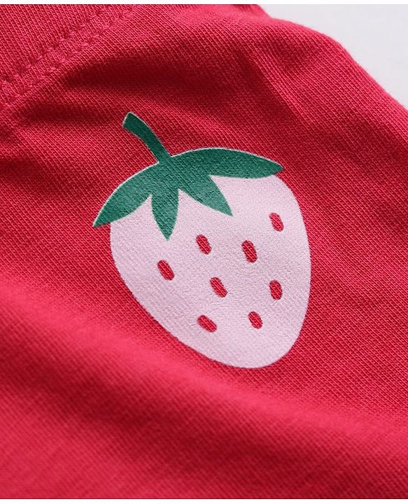 Pine Kids Cotton Elastane Knit Panties With Strawberry Print Pack of 3 - Red Pink White