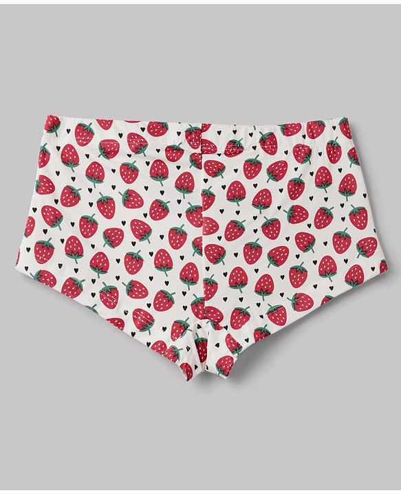 Pine Kids Cotton Elastane Knit Panties With Strawberry Print Pack of 3 - Red Pink White