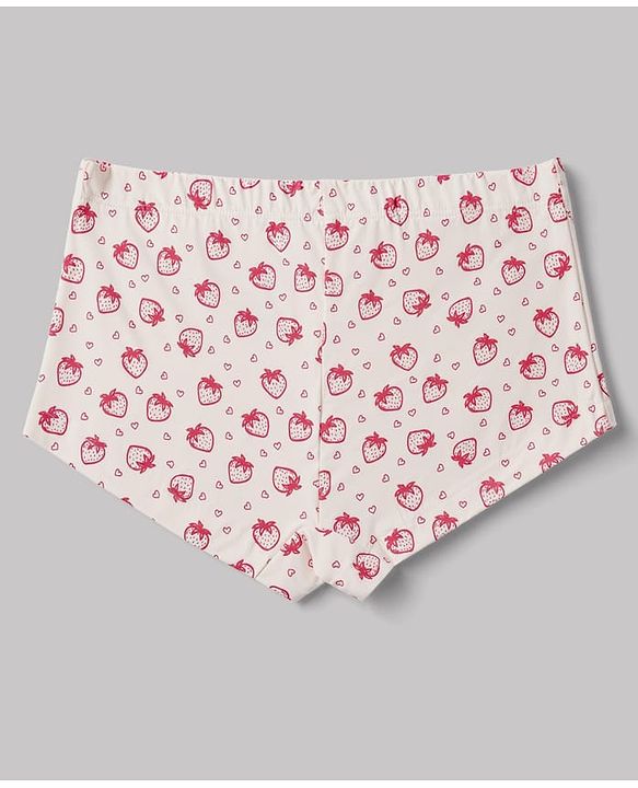 Pine Kids Cotton Elastane Knit Panties With Strawberry Print Pack of 3 - Red Pink White