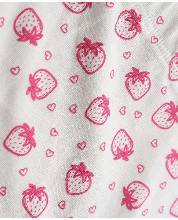 Pine Kids Cotton Elastane Knit Panties With Strawberry Print Pack of 3 - Red Pink White