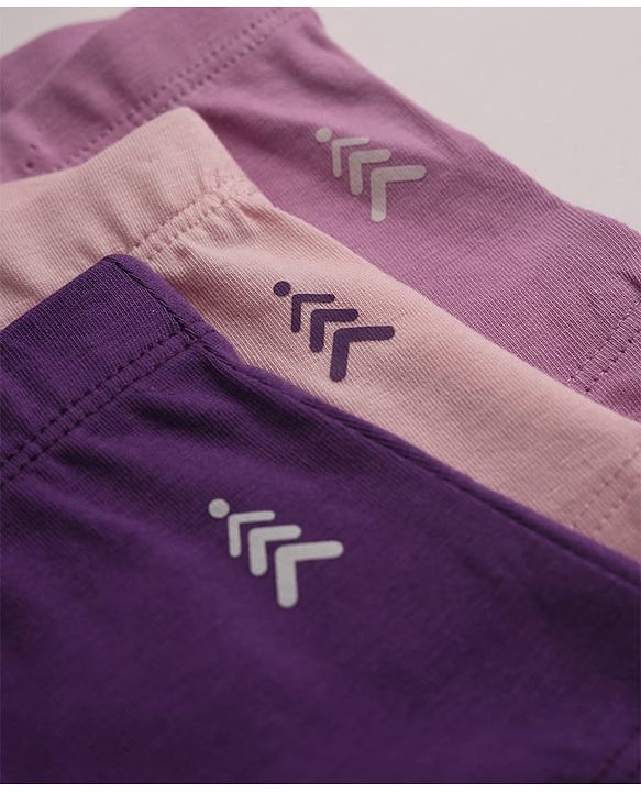 Pine Kids Cotton Elastane Knit Panties With Bow Detailing Pack of 3 - Purple & Peach