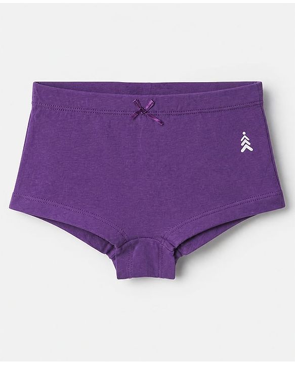 Pine Kids Cotton Elastane Knit Panties With Bow Detailing Pack of 3 - Purple & Peach