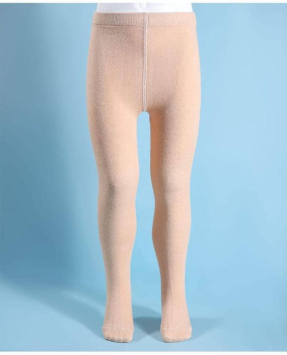 Cute Walk by Babyhug Cotton Knit Full Length Solid Anti Bacterial Tights - Beige