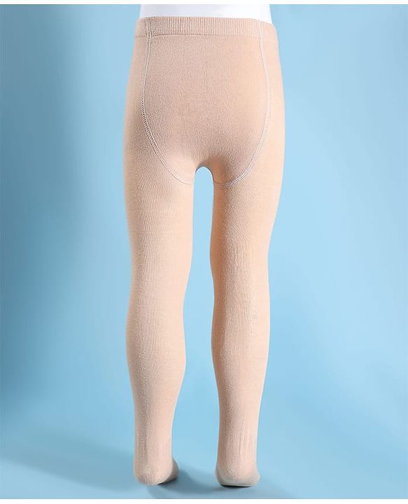 Cute Walk by Babyhug Cotton Knit Full Length Solid Anti Bacterial Tights - Beige