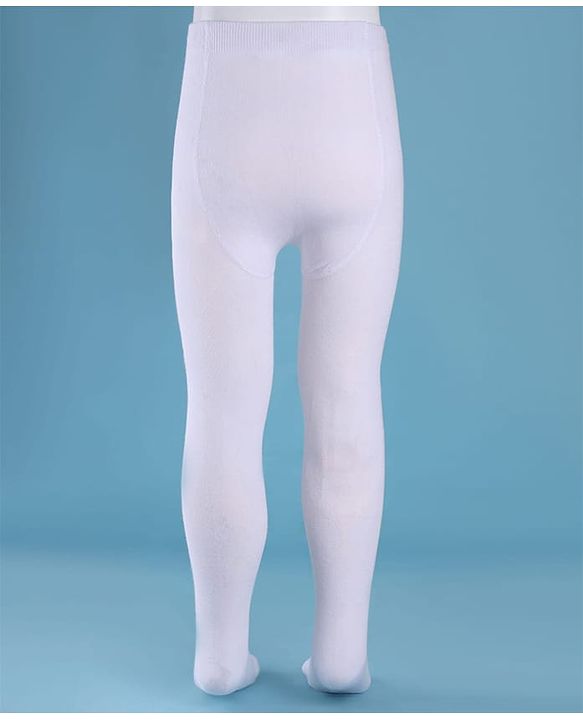Cute Walk by Babyhug Cotton Knit Full Length Solid Anti Bacterial Tights - White