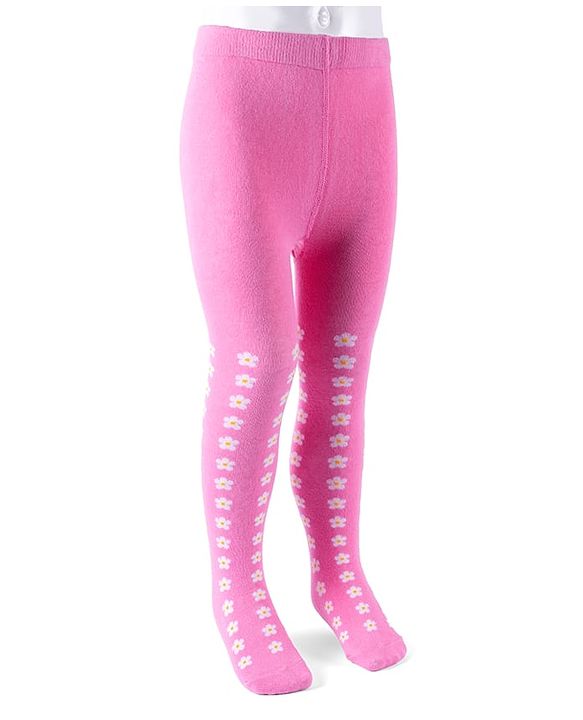Cutewalk by Babyhug Non Terry Knit Anti-bacterial Tights With Floral Design -Pink